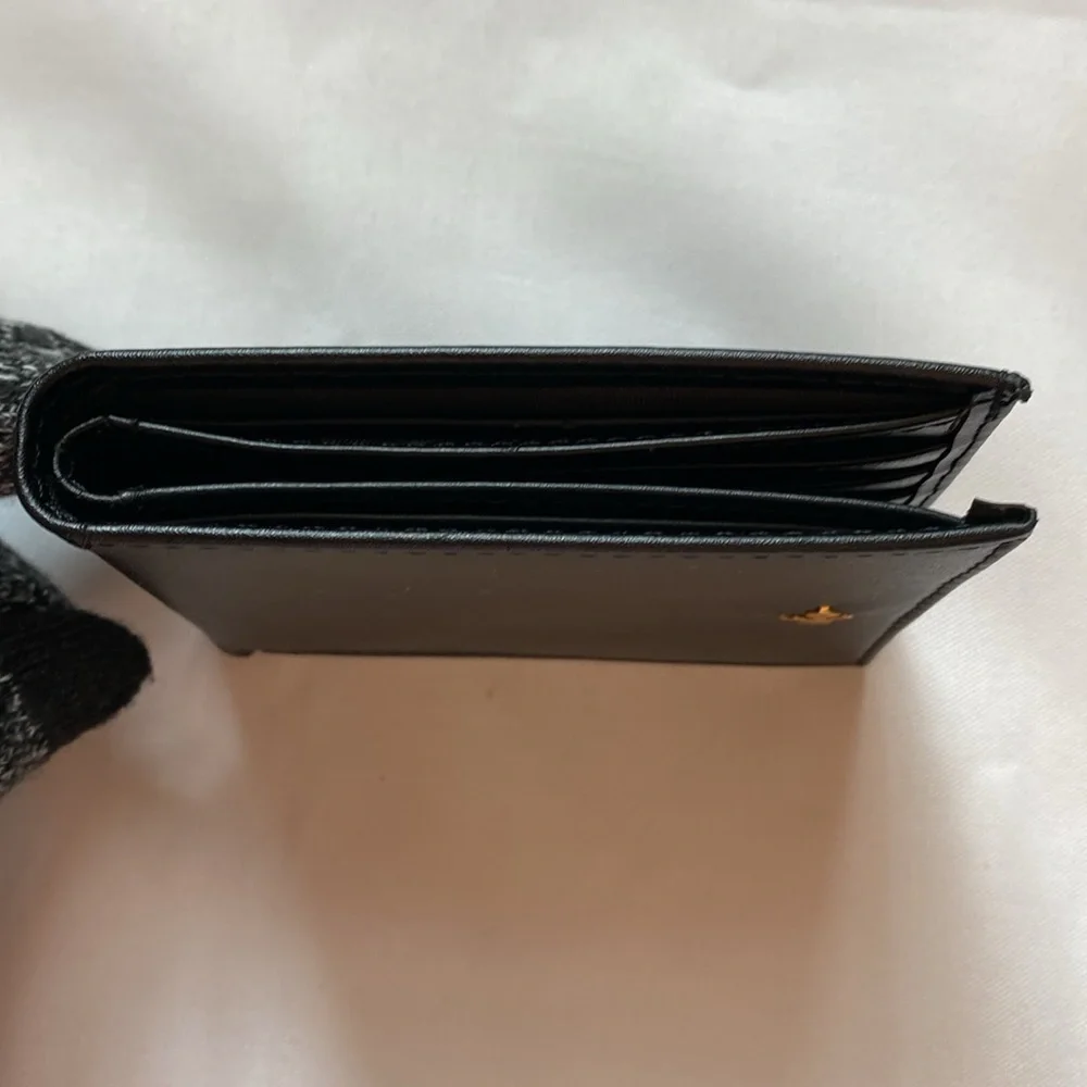 Camus Cognac Leather Wallet Multiple Card Slot Compact Style Black OS Preloved